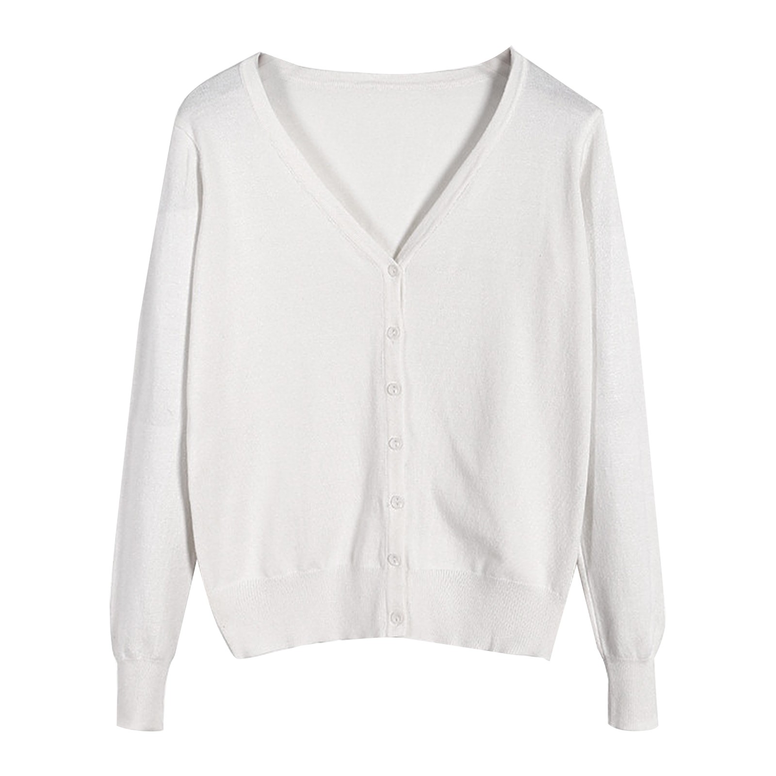 thumbnail image 4 of Cárdigan de punto de manga larga y cuello en V para mujer - Top estilizado y transpirable para primavera/otoño, 4 of 4